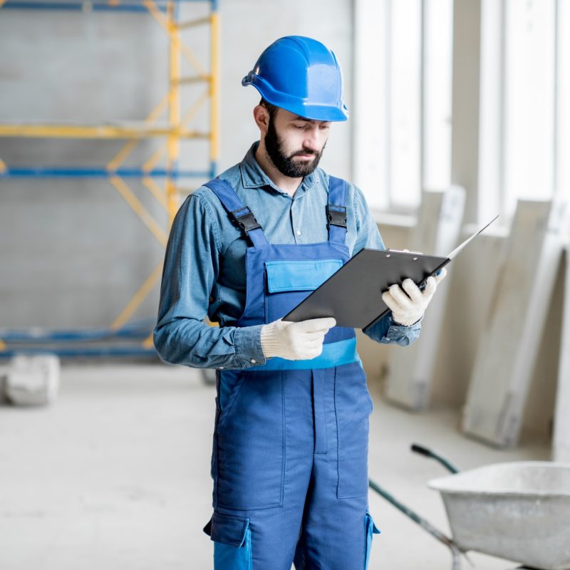Builder at the construction site